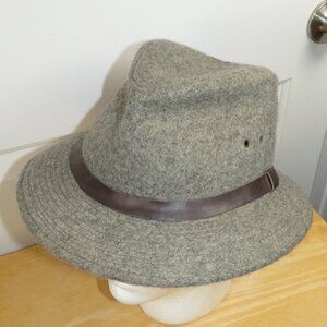 Vintage C.C. Filson Packer Fedora Hat Mens Medium Leather 100% Wool Mackinaw